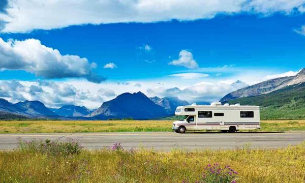 RV traveling down highway