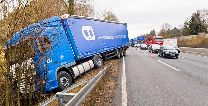 commercial truck accident roadway departure
