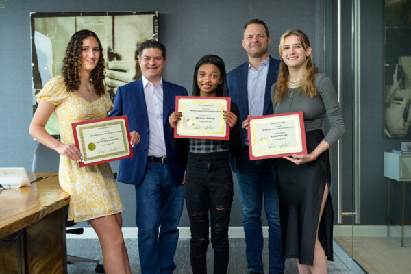 2023 Scales of Justice Scholarship winners with Joe Fried and Michael Goldberg