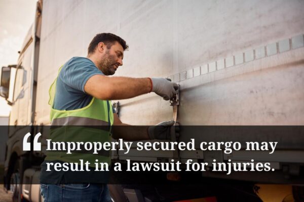 Truck driver securing cargo