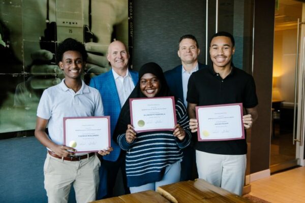 2026 Scales of Justice Scholarship recipients with Brad Thomas and Michael Goldberg.